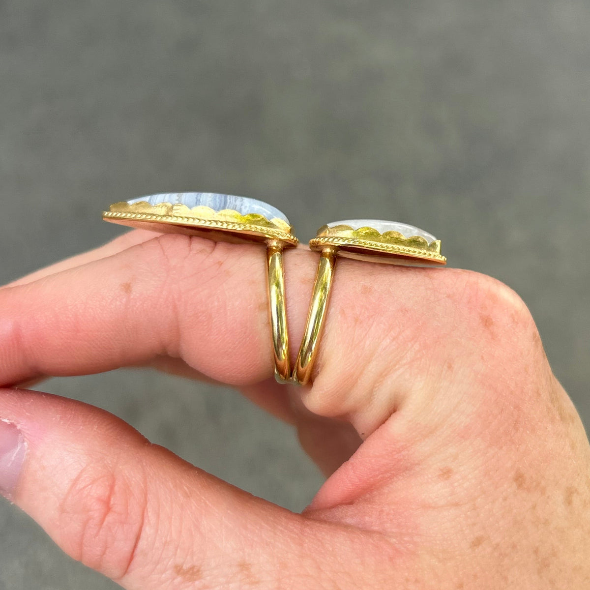 Blue Lace/Moonstone Ring in Gold Size 7