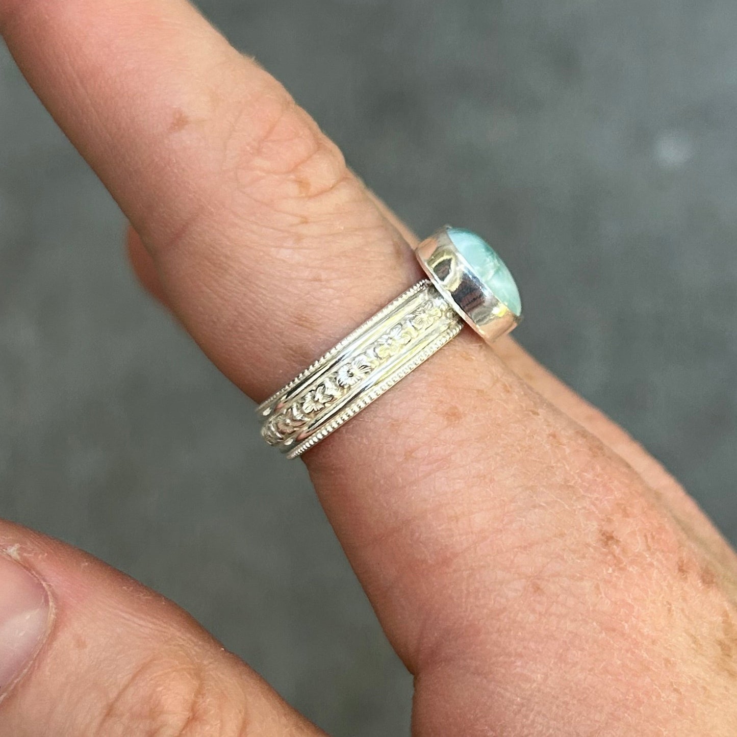 Larimar Floral Ring Any Size