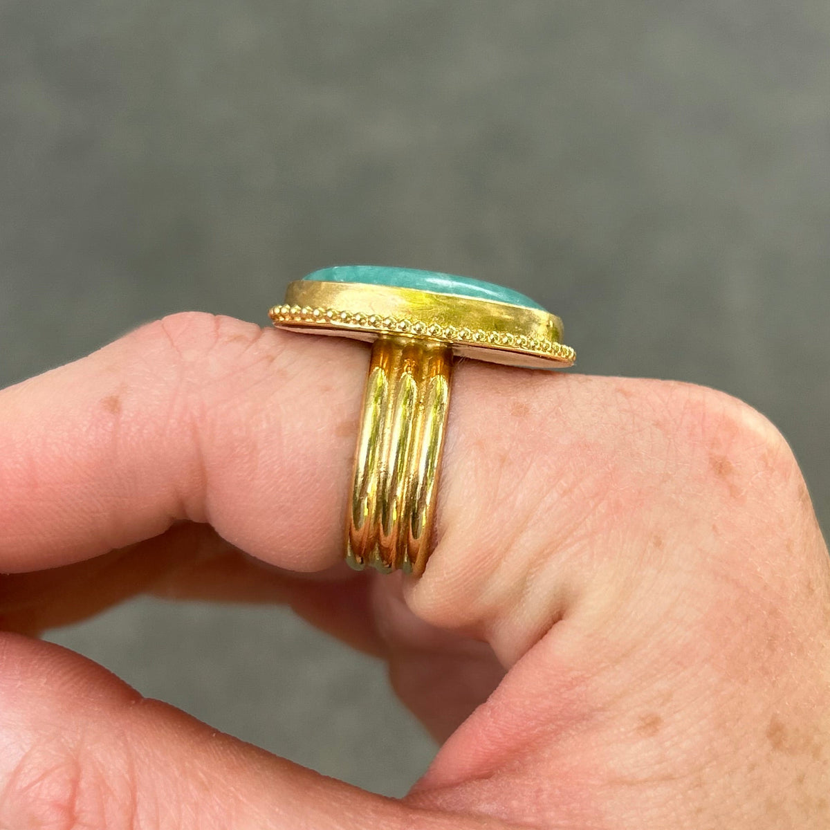 Amazonite in Gold Size 7