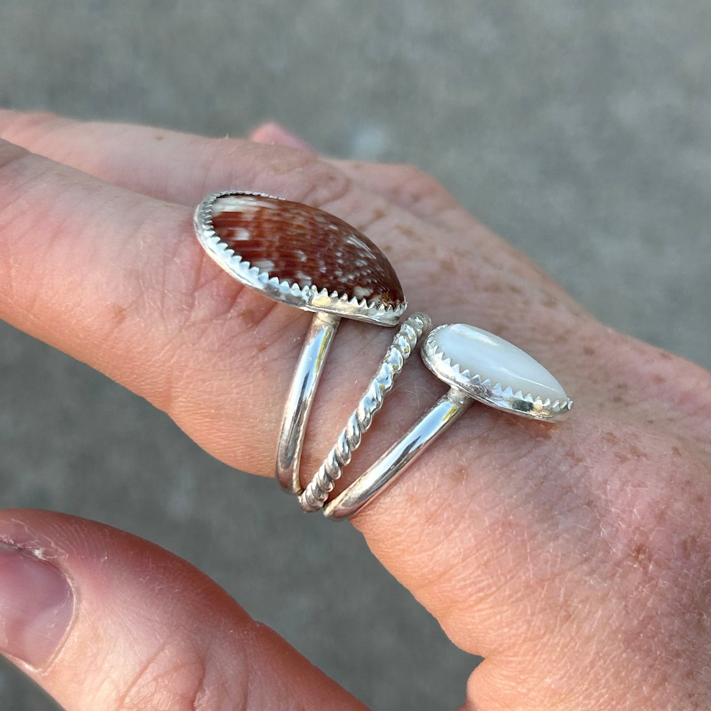 Seashell Pearl Ring Size 7