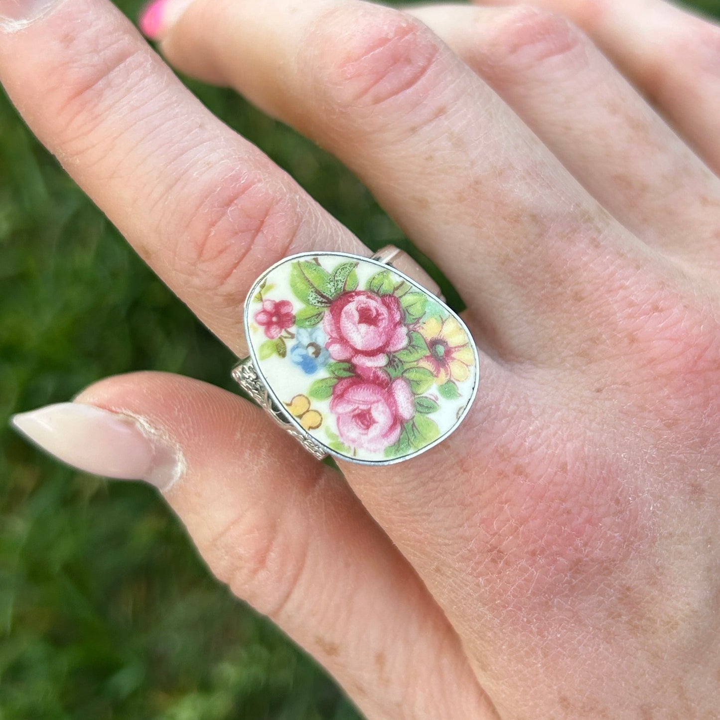 Vintage Bouquet Spoon Ring Any Size