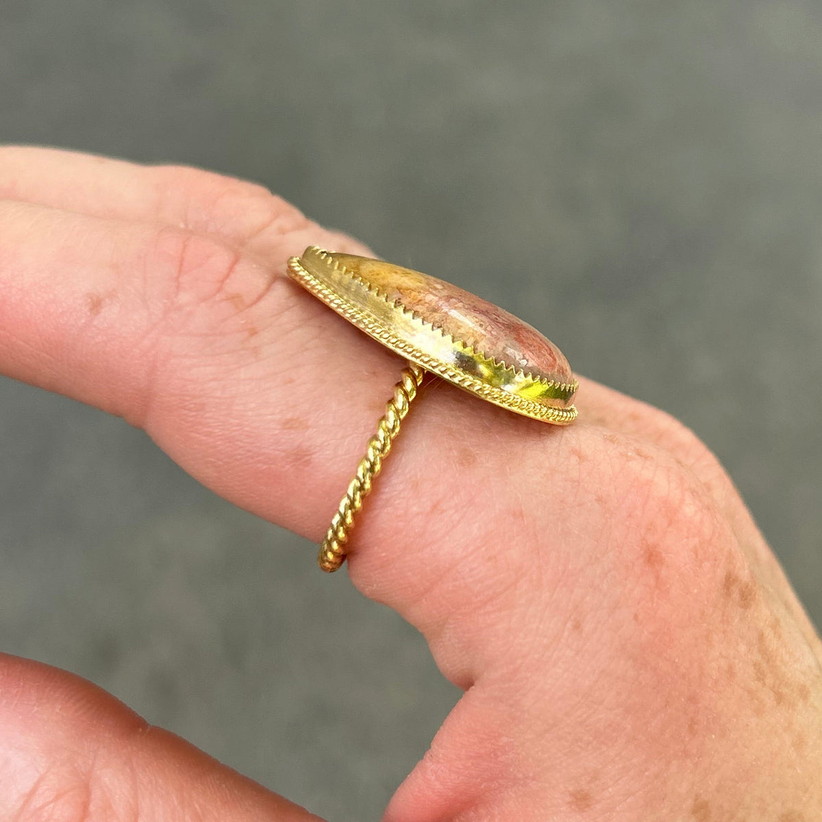 Coral Ring in Gold Size 9