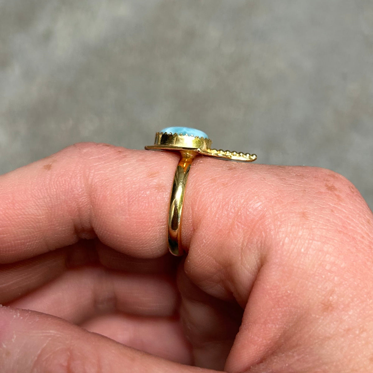 Larimar Stingray Ring in Gold Any Size