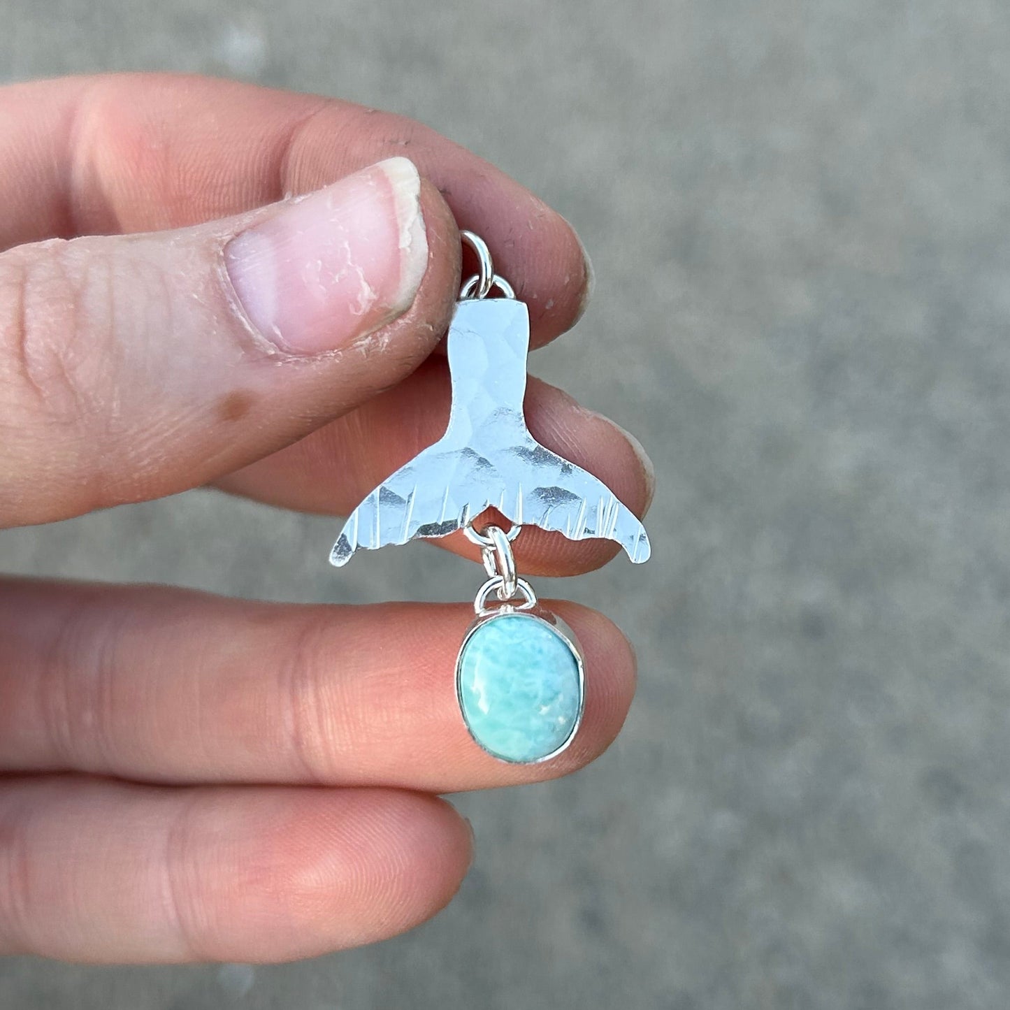 Whale Tail Larimar Pendant