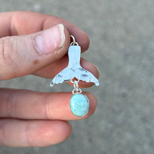Whale Tail Larimar Pendant