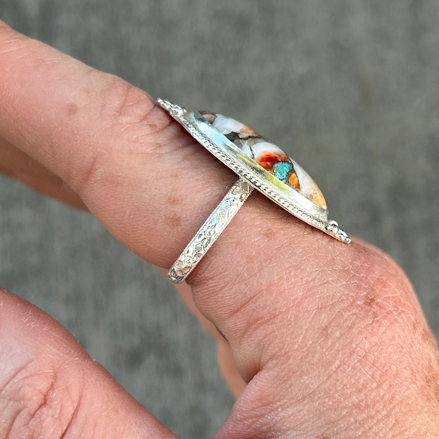 Spiny Oyster Copper Turquoise Size 8