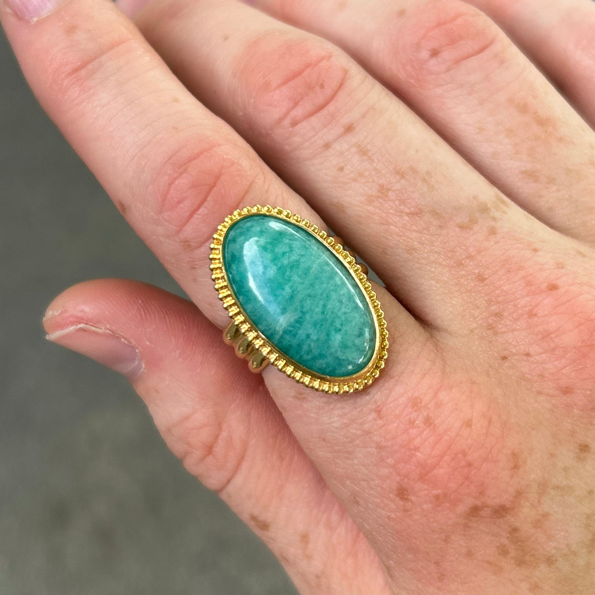 Amazonite in Gold Size 7