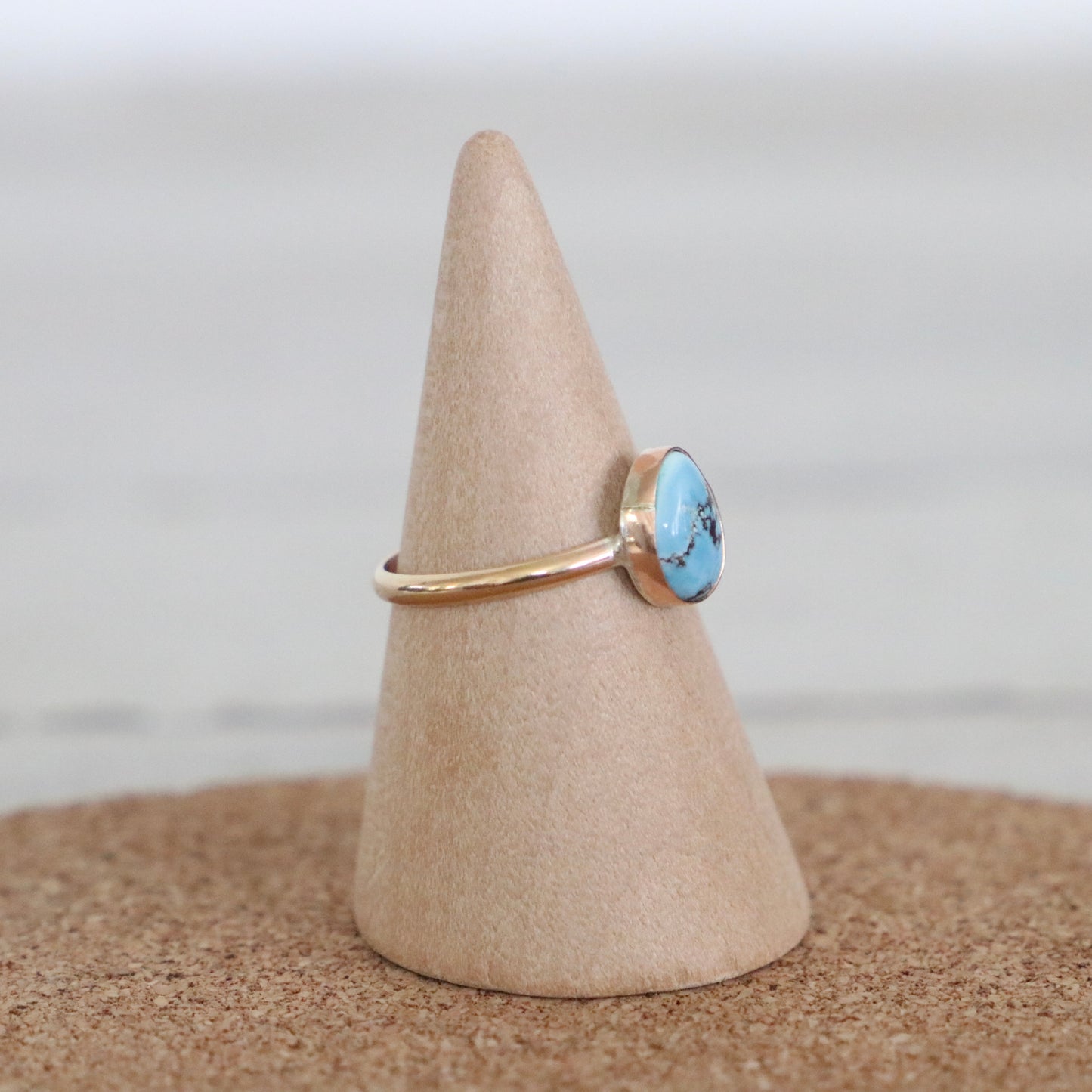 Gold Turquoise Teardrop Size 8