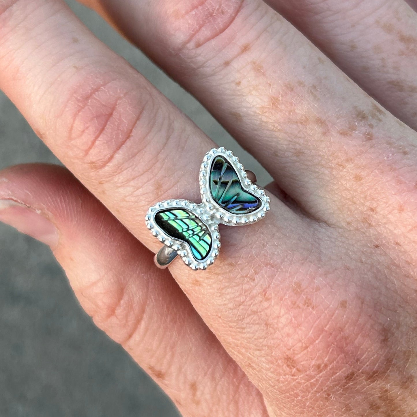 Abalone Butterfly Ring Any Size