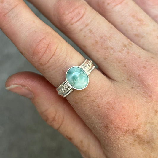 Larimar Floral Ring Any Size