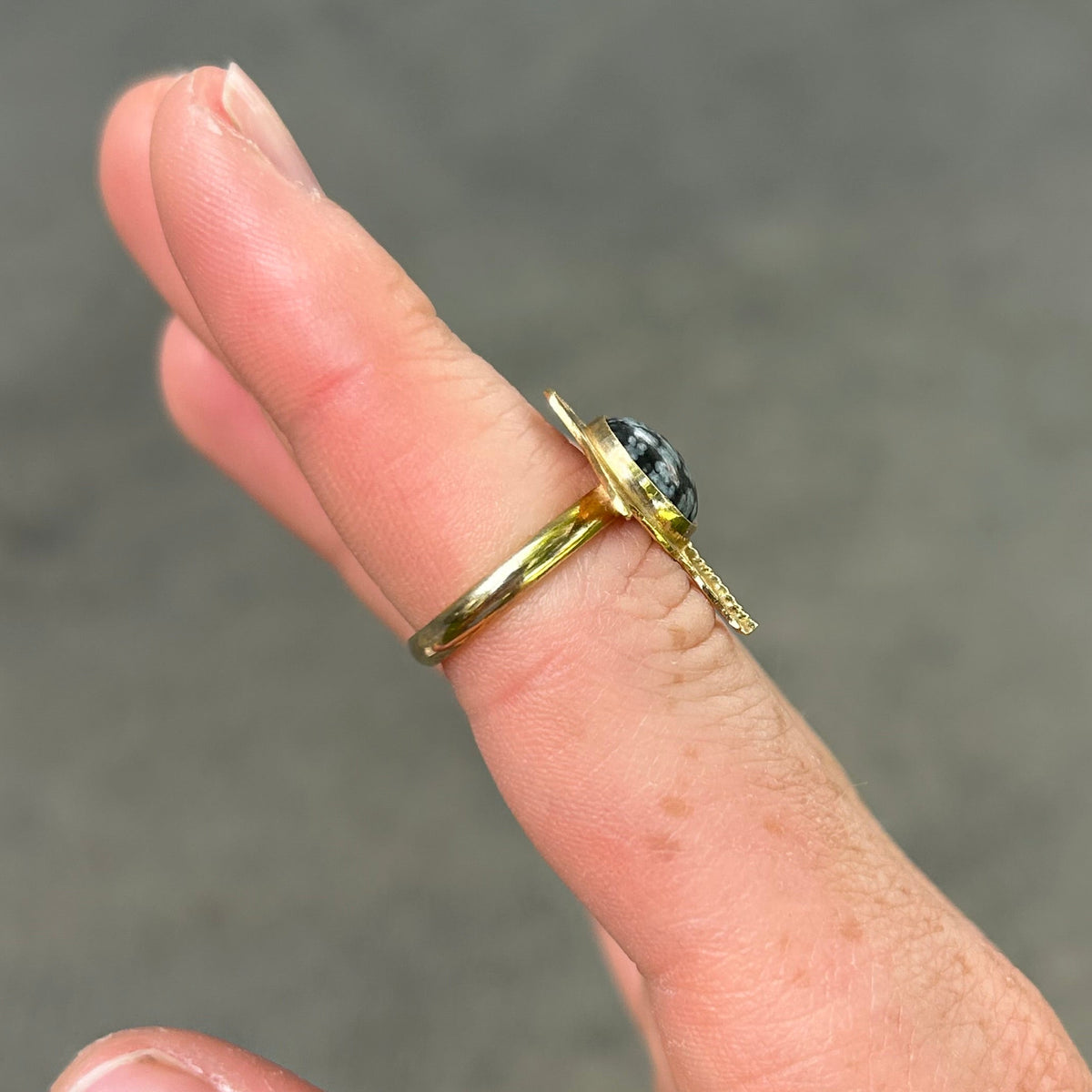 Snowflake Obsidian Manta Ray Ring Any Size