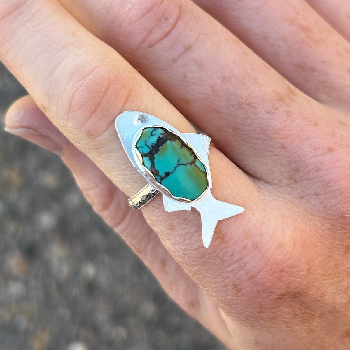 Turquoise Fish Ring Size 7
