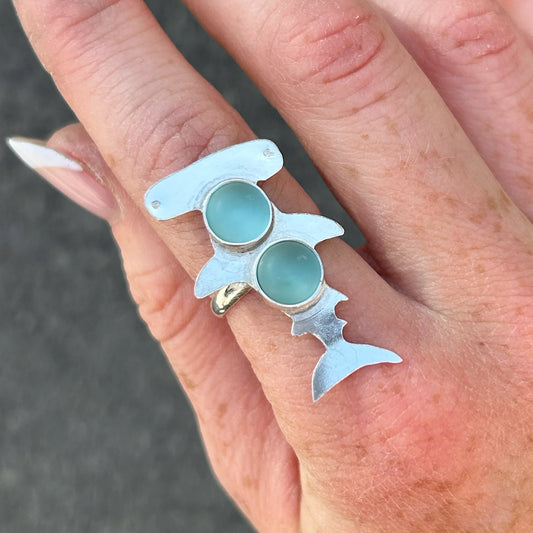 Sea Glass Hammerhead Ring