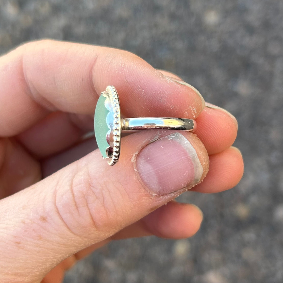 Sea Glass Manta Ray Ring Any Size