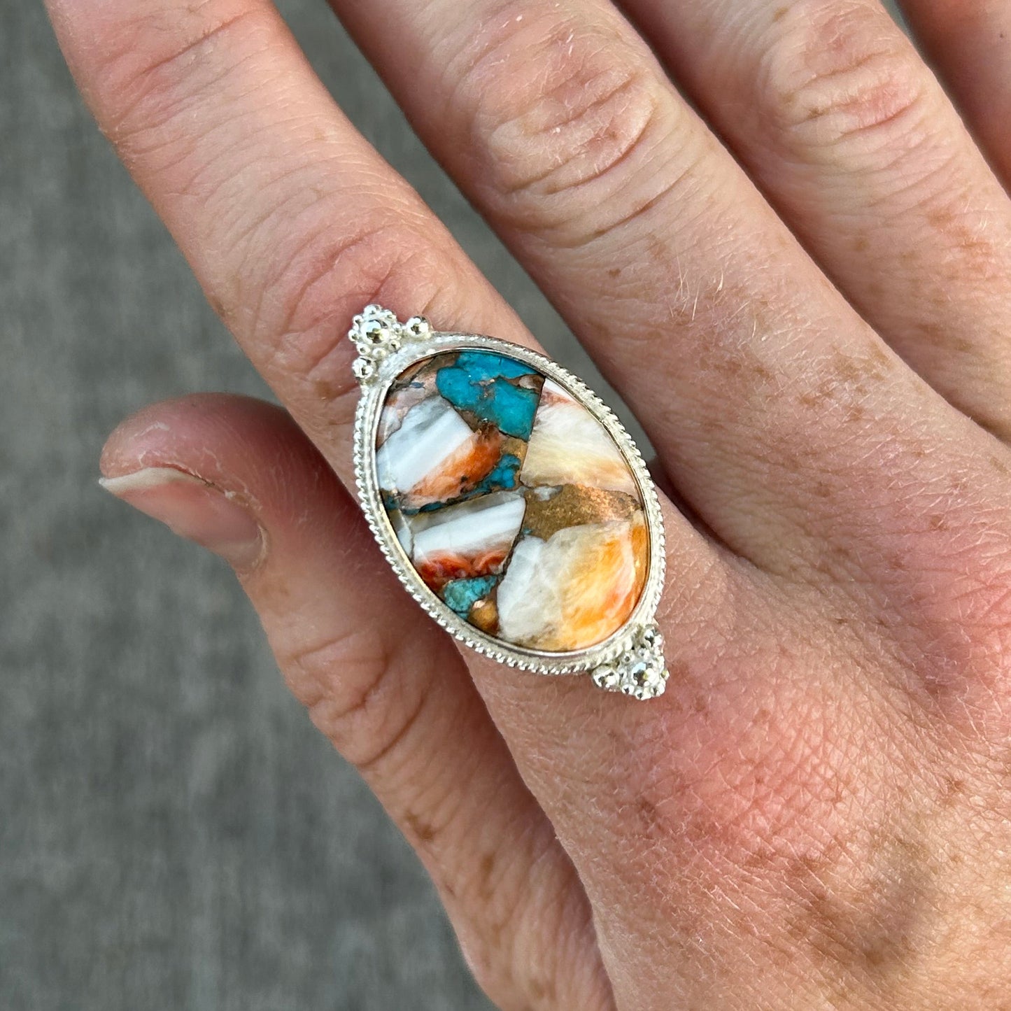 Spiny Oyster Copper Turquoise Size 8