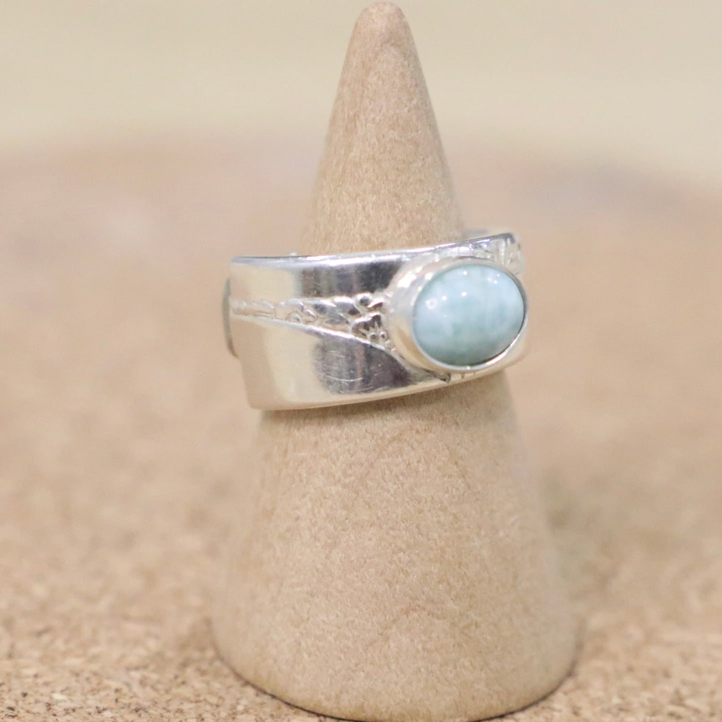 Larimar Spoon Ring Any Size