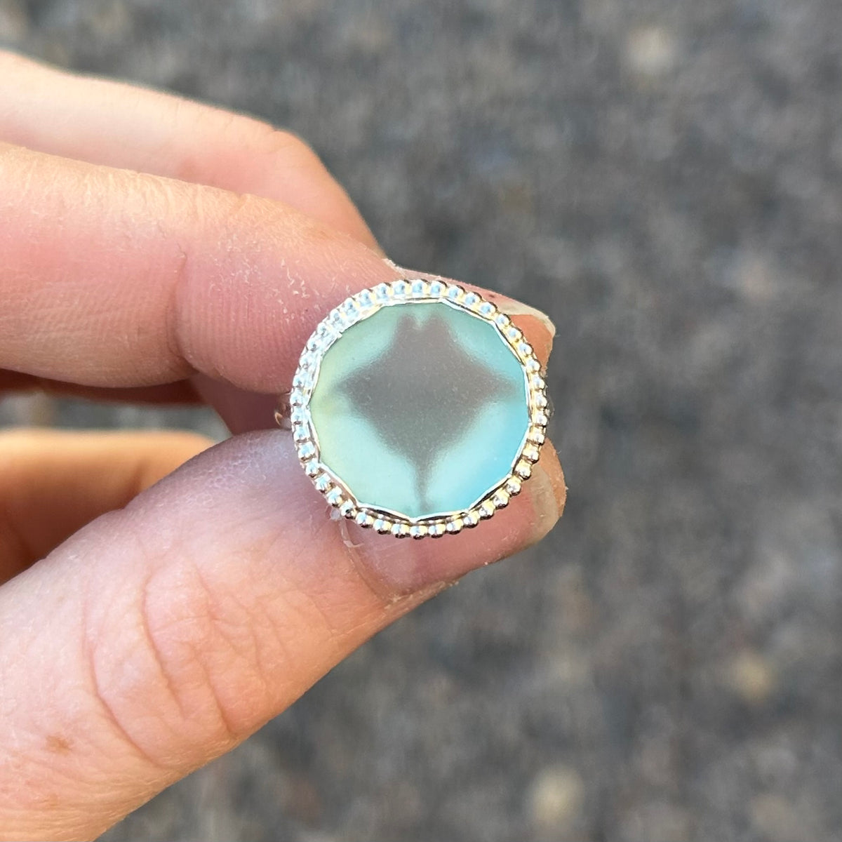 Sea Glass Manta Ray Ring Any Size