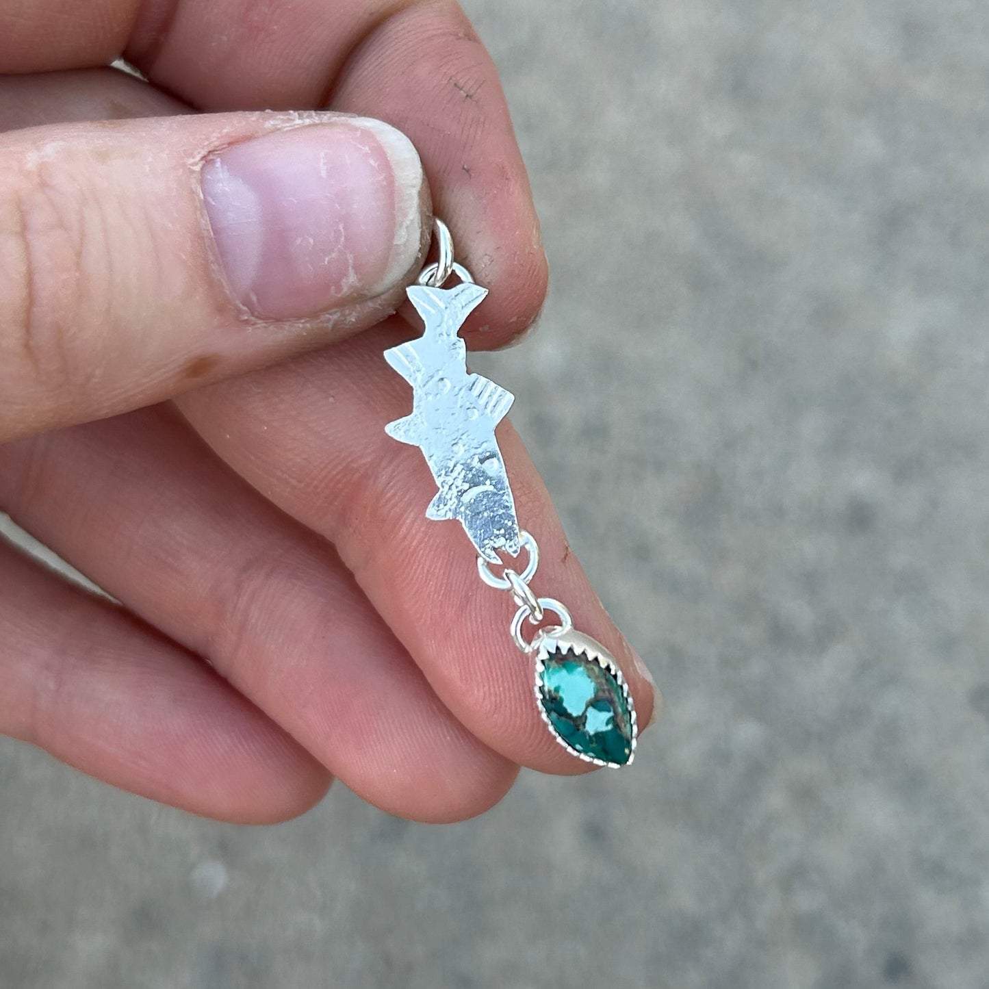 Turquoise Trout Drop Pendant