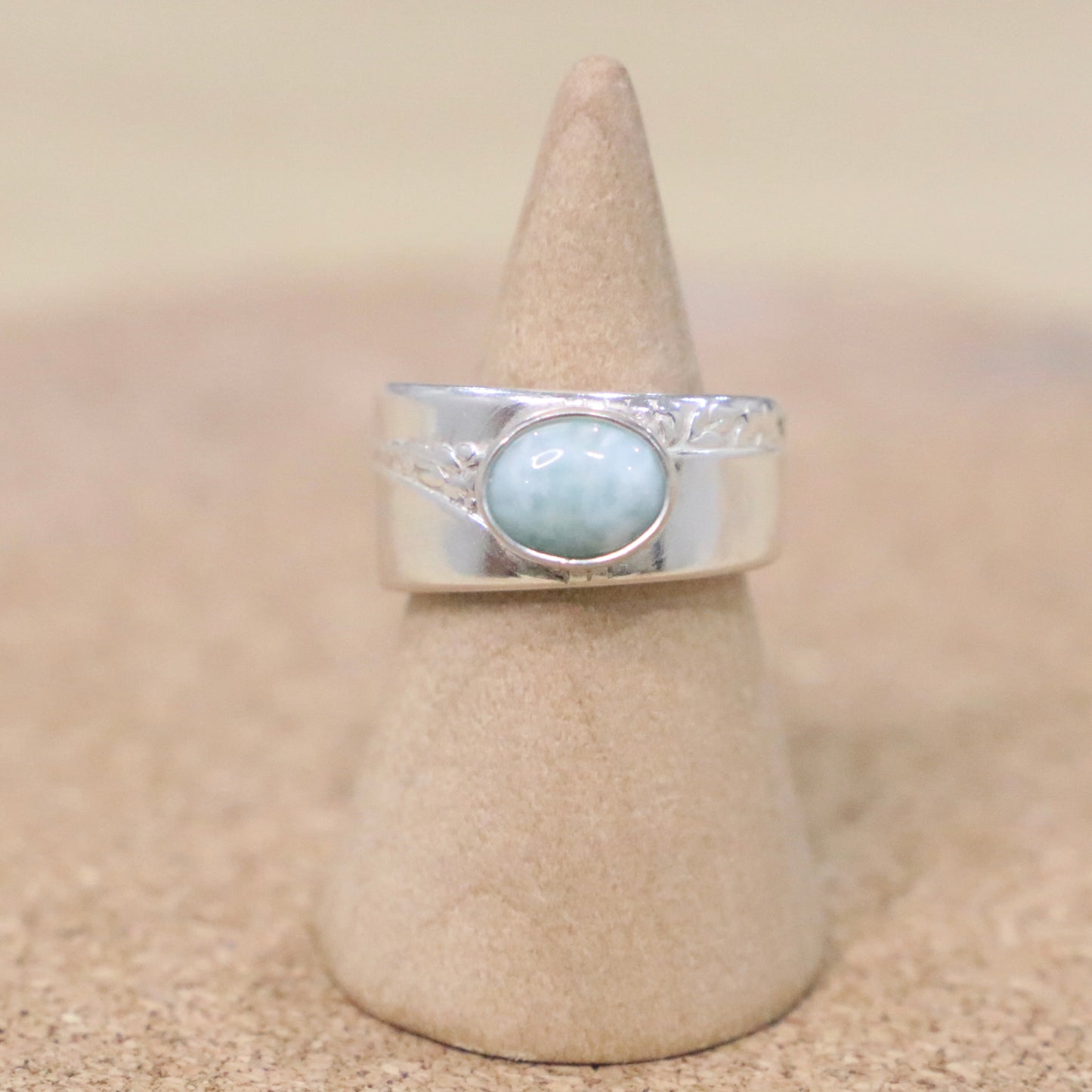 Larimar Spoon Ring Any Size