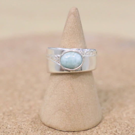 Larimar Spoon Ring Any Size