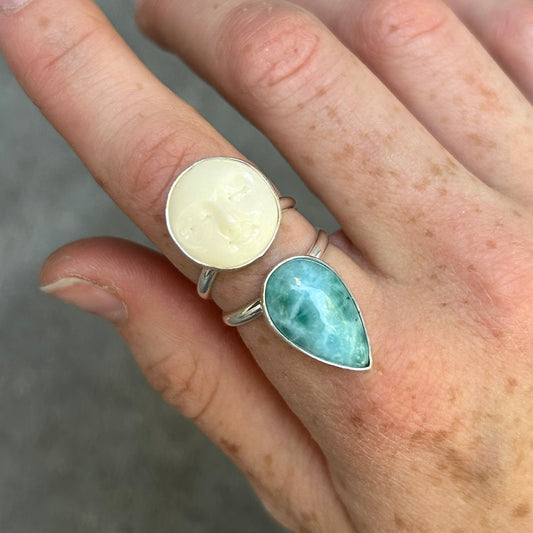 Moon Face Larimar Double Stack Any Size
