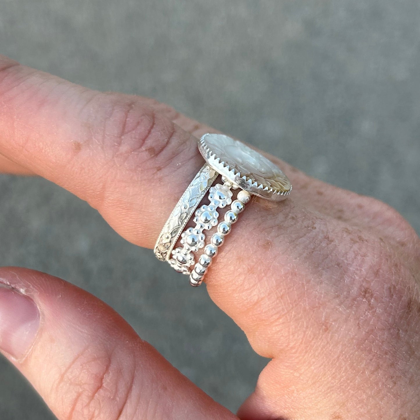 Shell Sun Face Ring Any Size
