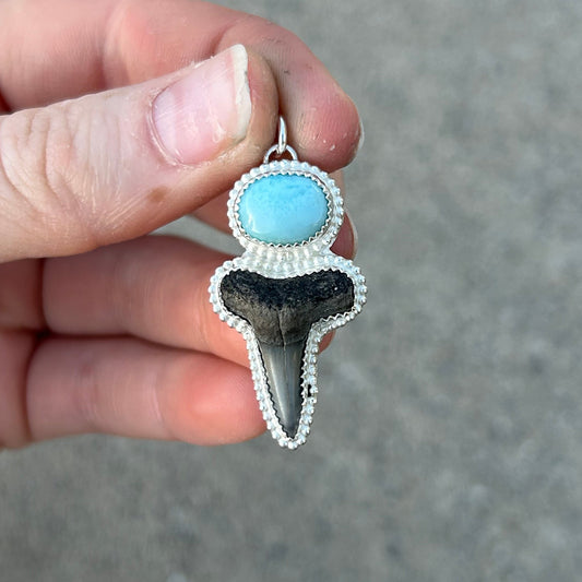 Shark Tooth Larimar Pendant