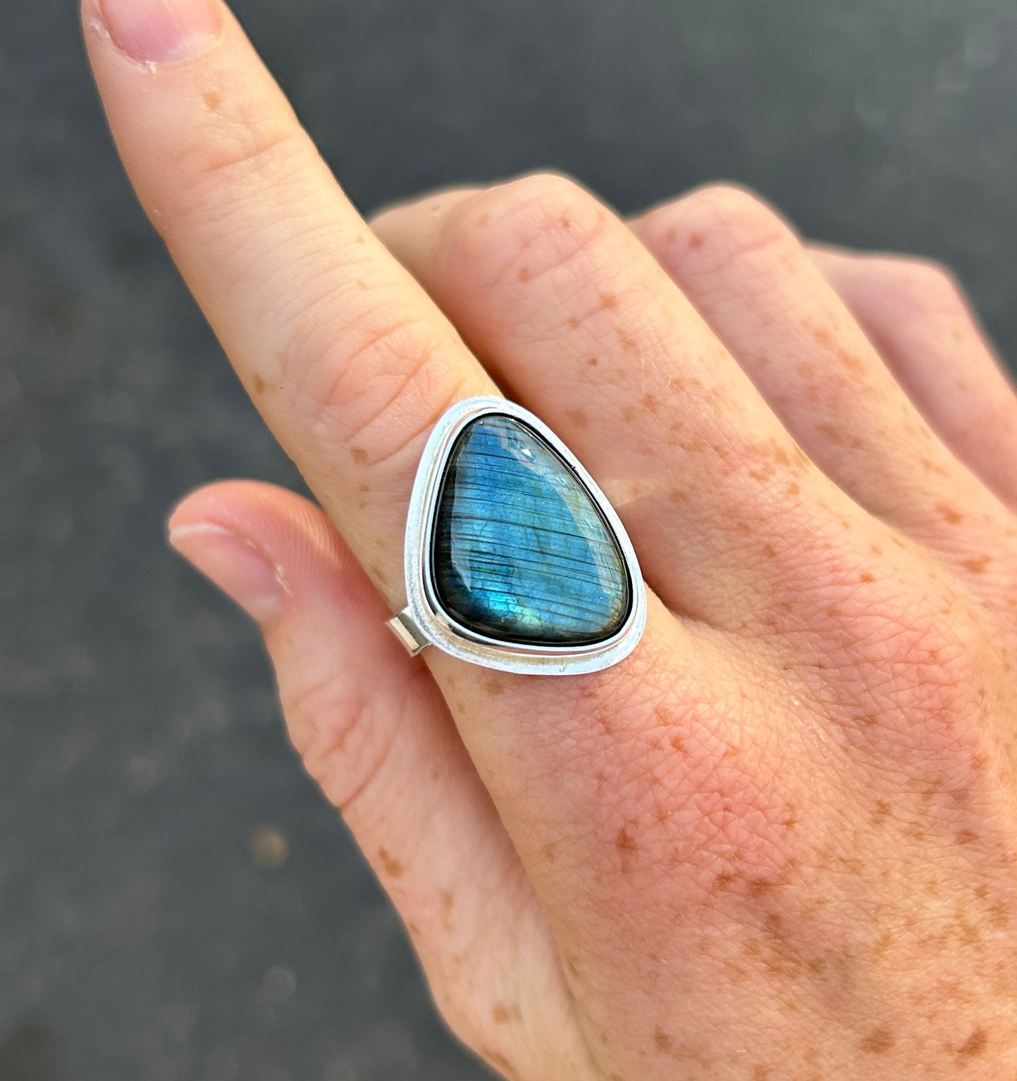 Labradorite Triangle Ring Size 10