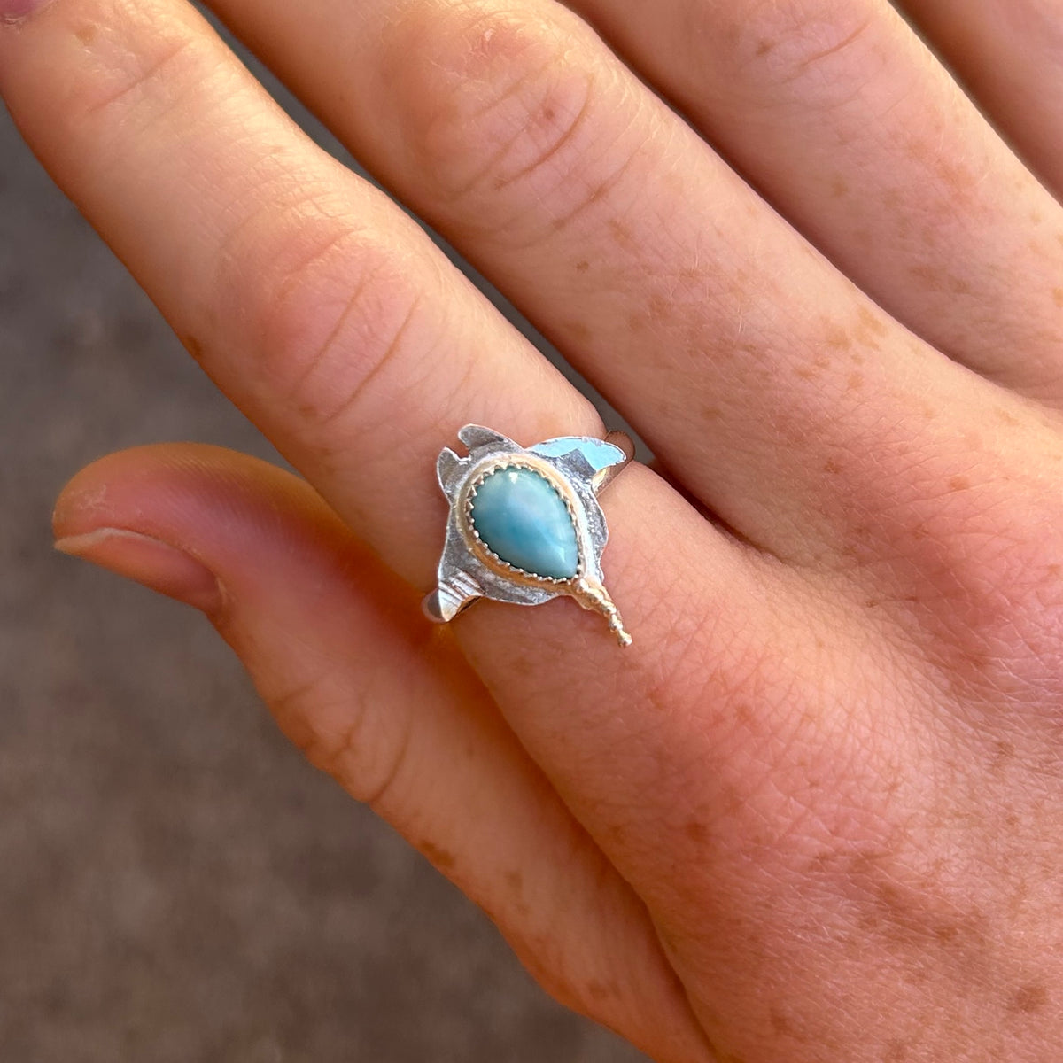 Larimar Manta Ray Ring Any Size