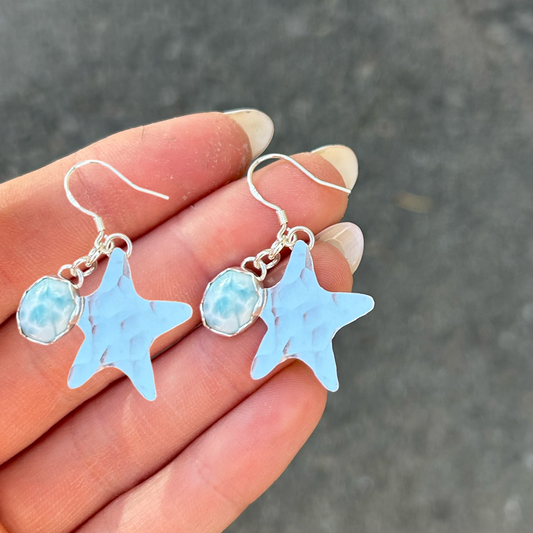 Larimar Starfish Earrings