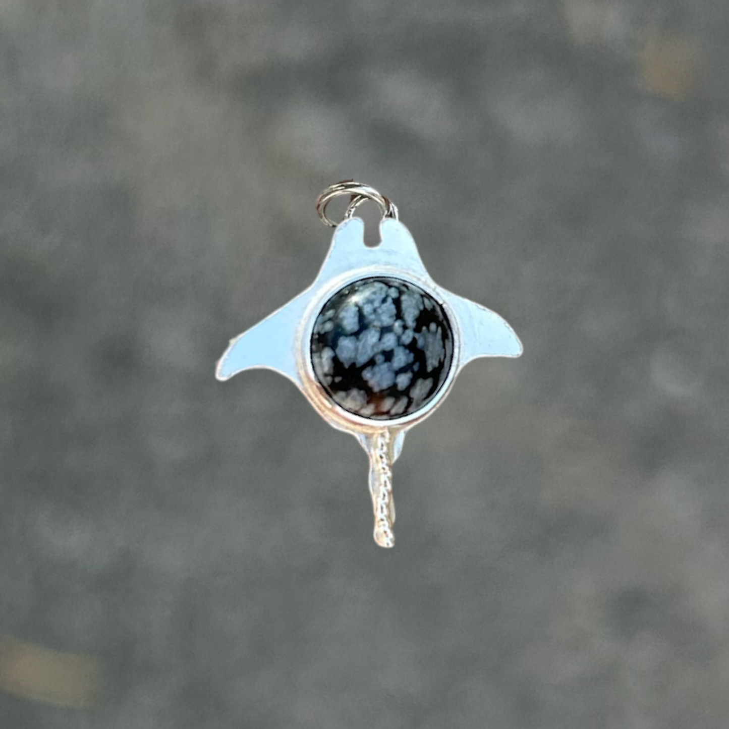 Snowflake Obsidian Manta Ray Pendant