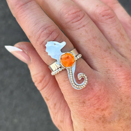 Spiny Oyster Seahorse Ring